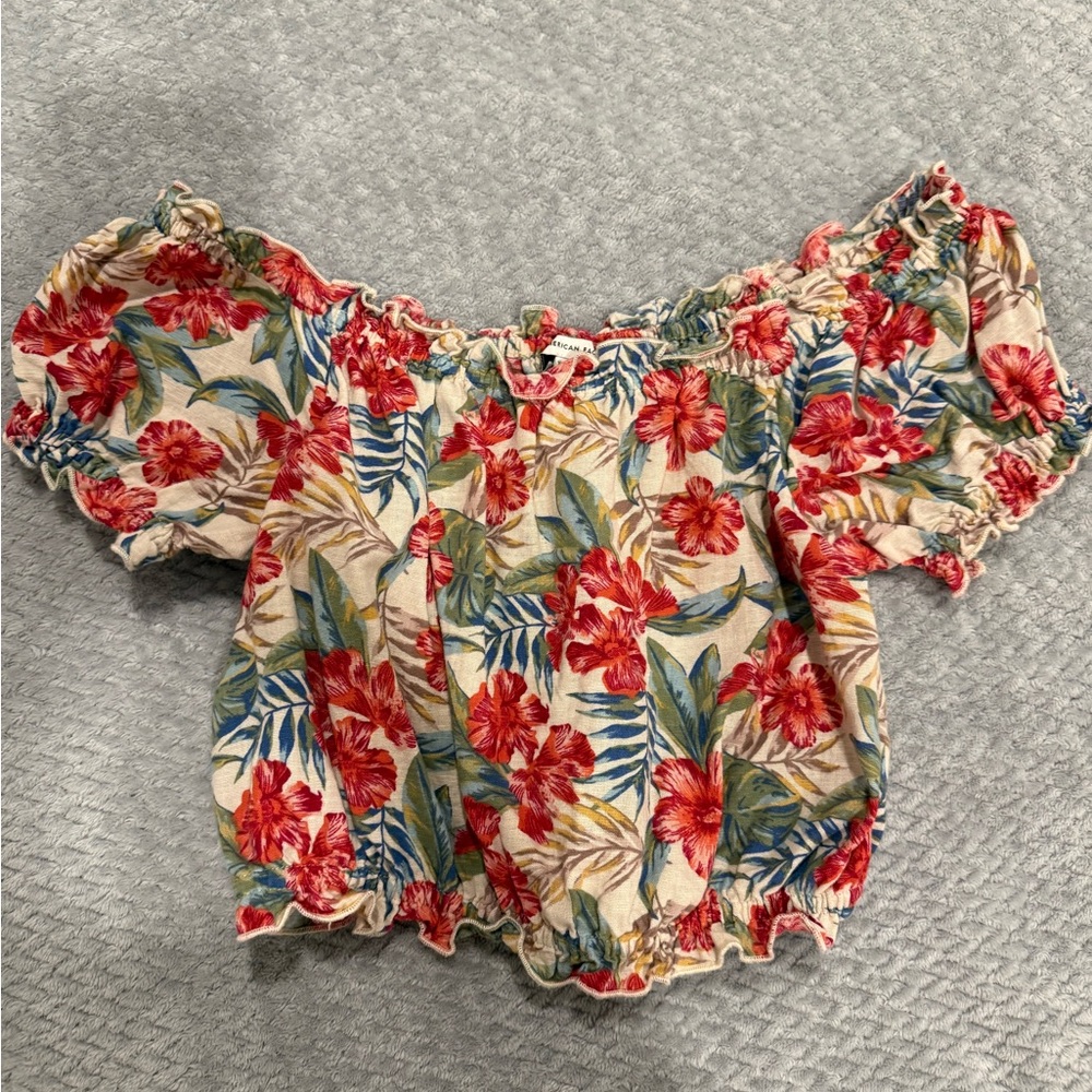 American Eagle Outfitters Red Floral Blouse